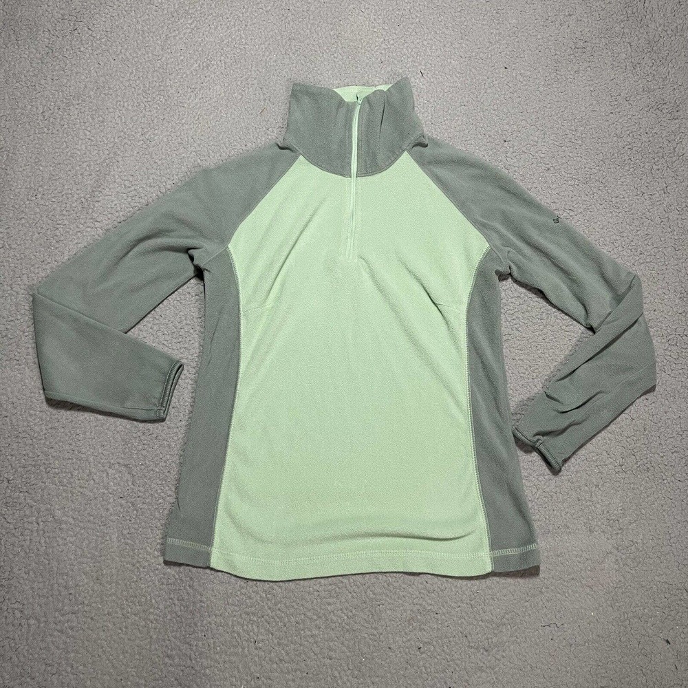Columbia Sweater Womens Medium 1/4 Zip Pullover Lightweight Fleece Hiking Green
